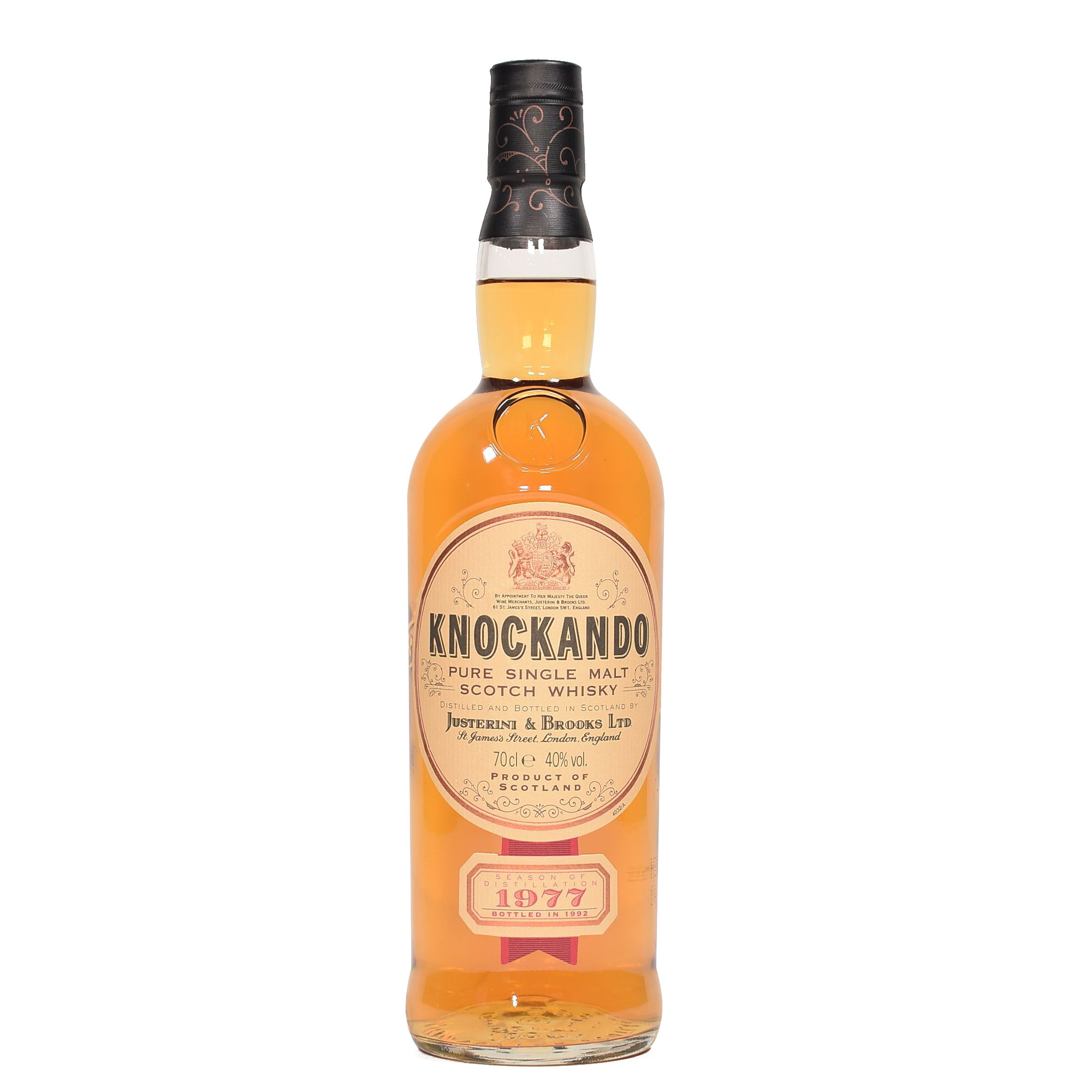knockando 1977 bottle of whisky front