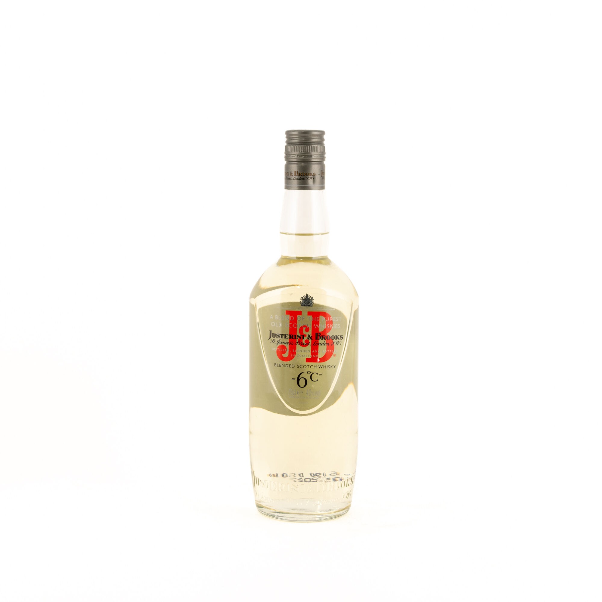 j&b -6 degrees white whisky showing front label