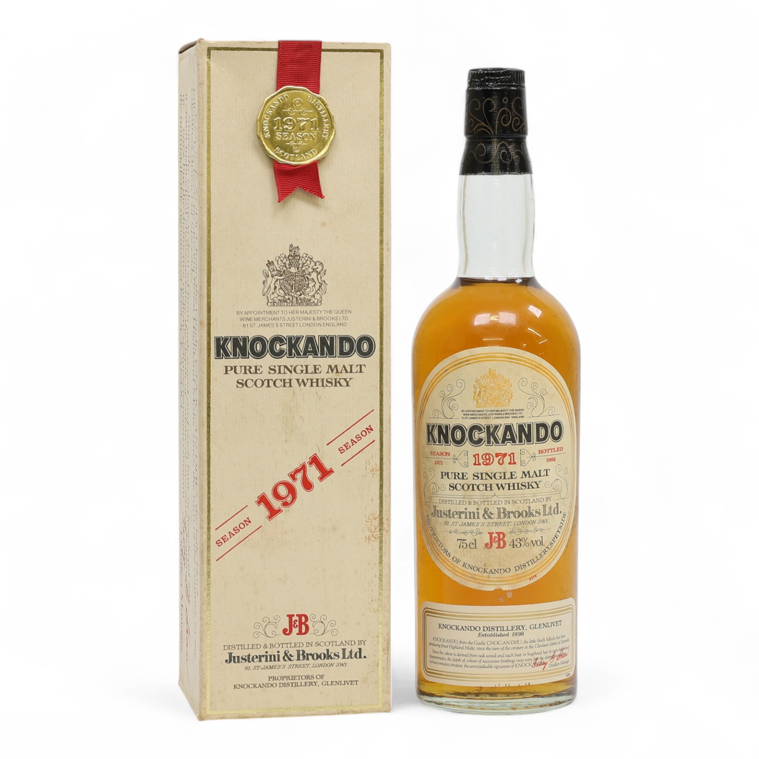knockando 1971 bottle beside box nothing but whisky