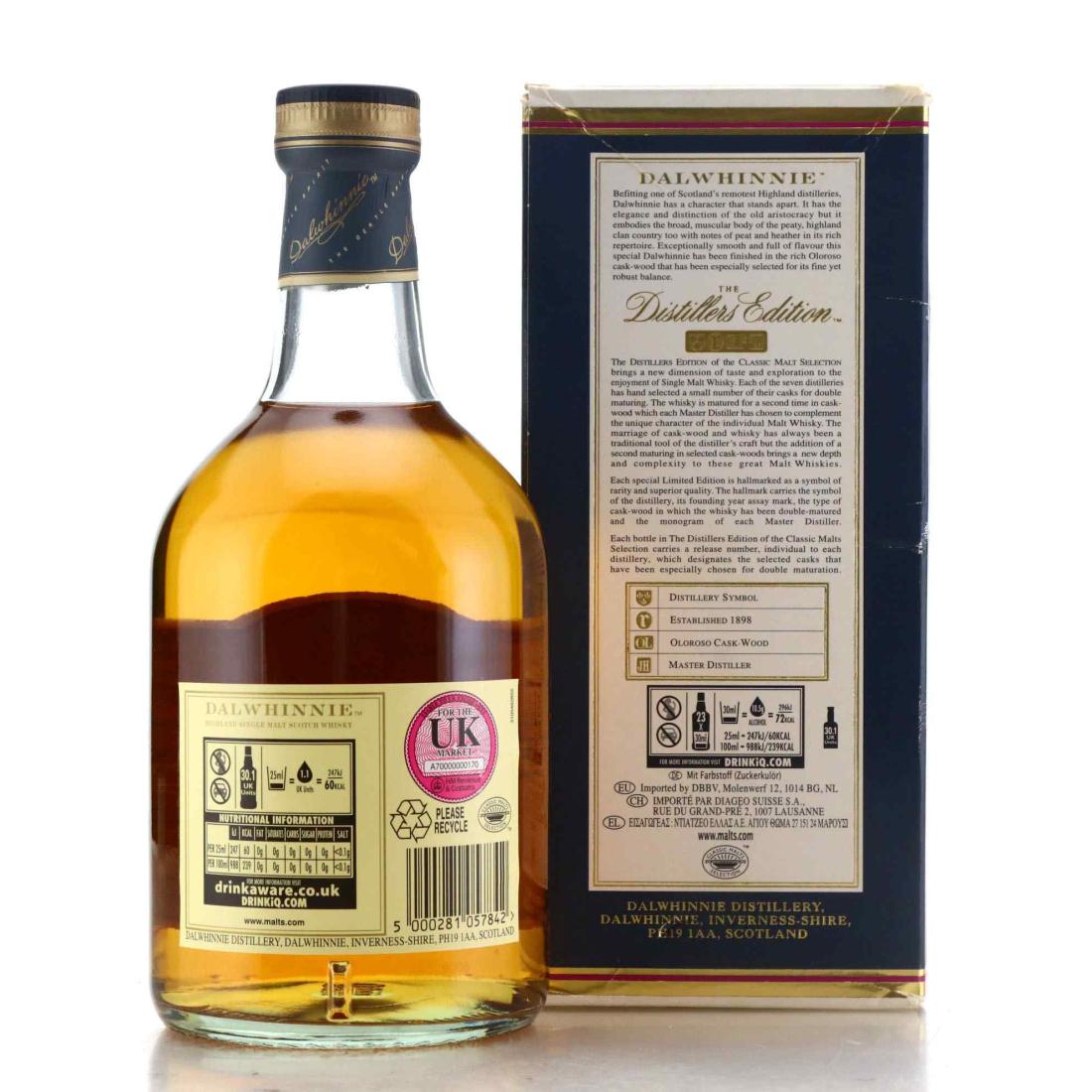 dalwhinnie distillers 2004 d.sa.313 rear bottled 2019