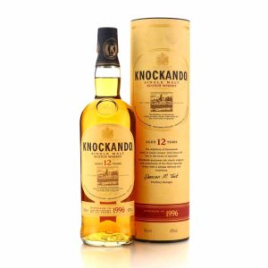 knockando 1996 vintage bottle beside box front nothing but whisky