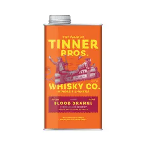 tinner bros blood orange whisky liqueur orange metal tin standing alone